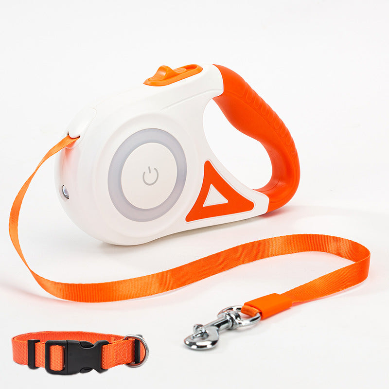 correa retractil para perros con luz led mas collar