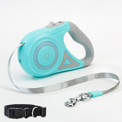 correa retractil para perros con luz led mas collar