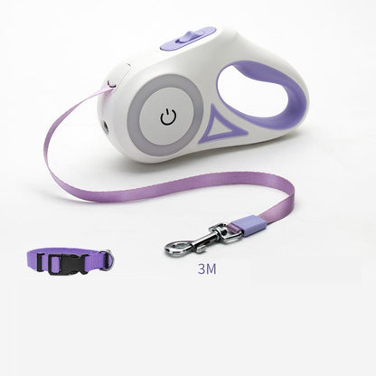 correa retractil para perros con luz led mas collar
