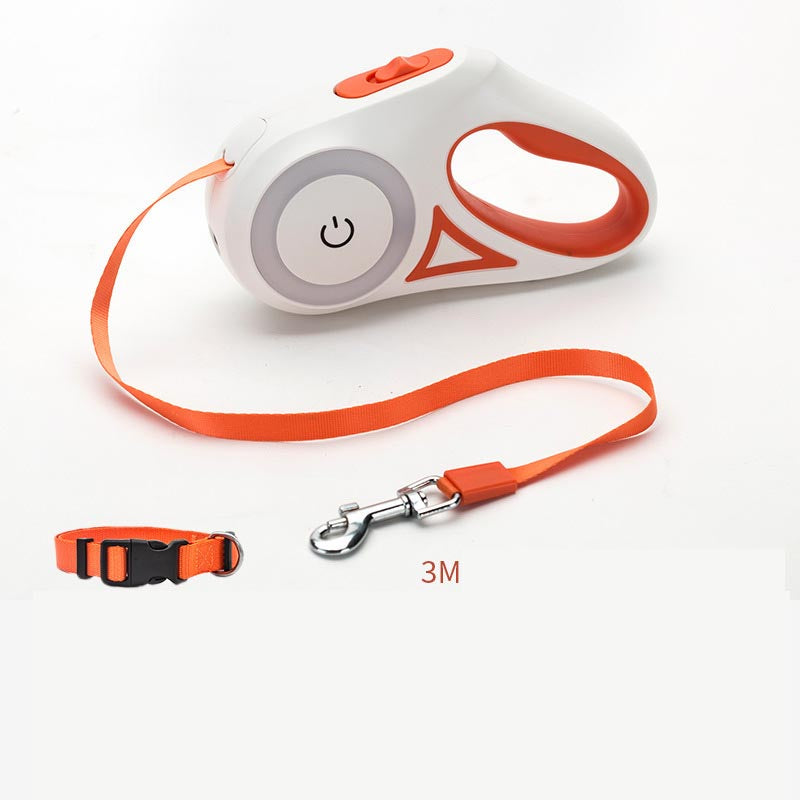 correa retractil para perros con luz led mas collar