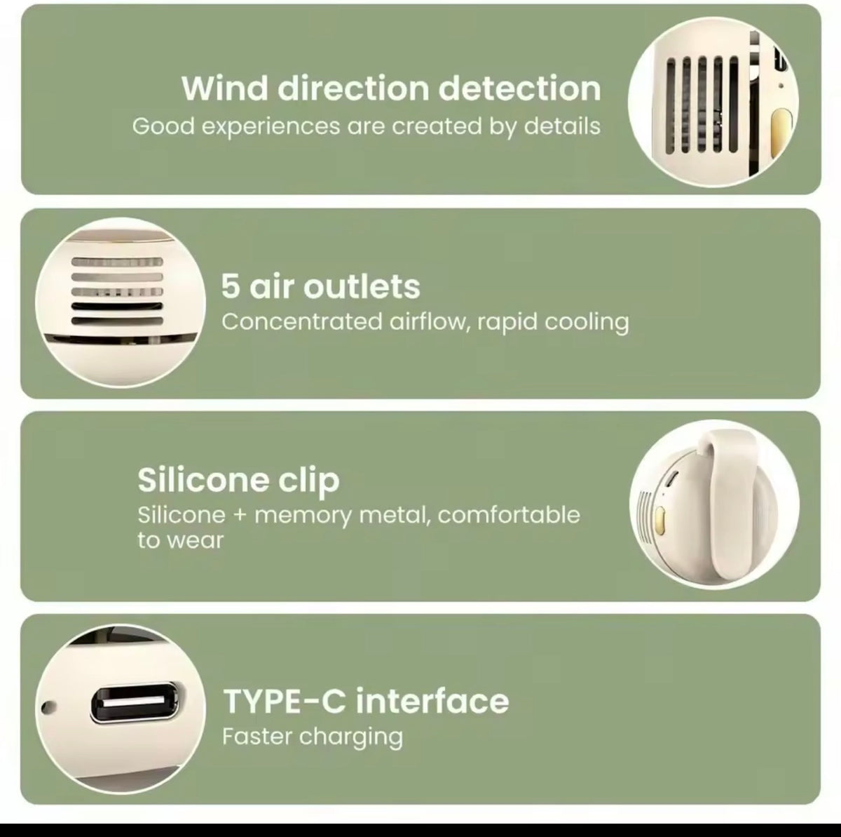 Ventilador Portátil de Cuello Recargable USB