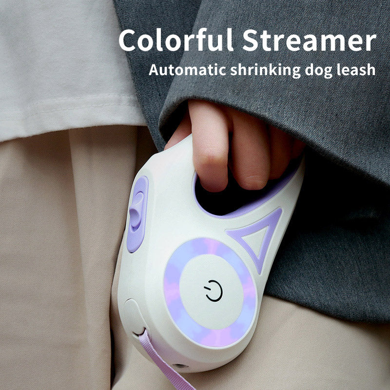 correa retractil para perros con luz led mas collar