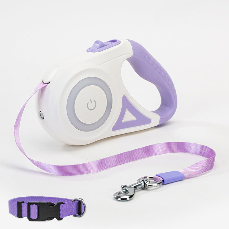 correa retractil para perros con luz led mas collar
