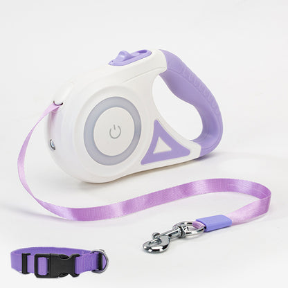 correa retractil para perros con luz led mas collar